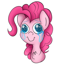 Size: 2048x2048 | Tagged: safe, artist:vanillashineart, pinkie pie, g4, bust, chest fluff, colored pupils, crying, cute, derp, diapinkes, female, heart eyes, high res, portrait, simple background, solo, transparent background, wingding eyes