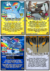Size: 875x1233 | Tagged: safe, artist:terry, rainbow dash, dinosaur, dracony, dragon, hybrid, pegasus, pony, pterodactyl, g4, card game, crossover, dinopony, dinosaurified, don bluth, fusion, original character do not steal, petrie, rainbow dactyl, species swap, the land before time