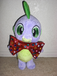 Size: 2112x2816 | Tagged: safe, artist:bunnygirl2190, spike, g4, bow, bowtie, build-a-bear, cute, irl, photo, plushie, solo, spikabetes, spike plushie