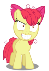 Size: 1226x1760 | Tagged: safe, edit, apple bloom, g4, lesson zero, creepy, disturbing, faic, female, glare, grin, insanity, looking at you, messy mane, simple background, slasher smile, smiling, snapple bloom, solo, teeth, transparent background, twilight snapple, wat, wide eyes