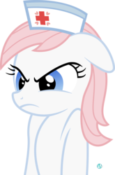 Size: 1500x2278 | Tagged: safe, artist:arifproject, nurse redheart, pony, g4, angry, arif's angry pone, ears back, female, frown, glare, simple background, solo, transparent background, vector