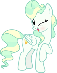 Size: 4675x6000 | Tagged: safe, artist:slb94, vapor trail, pegasus, pony, g4, absurd resolution, blushing, cute, female, flirting, looking at you, one eye closed, open mouth, show accurate, simple background, solo, transparent background, vaporbetes, vector, wink