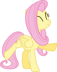 Size: 5000x6348 | Tagged: safe, artist:lman225, fluttershy, g4, absurd resolution, cute, eyes closed, female, raised hoof, raised leg, simple background, smiling, solo, transparent background, vector