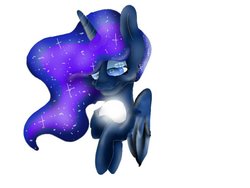 Size: 900x675 | Tagged: safe, artist:thewolfdreamcatcher, princess luna, g4, female, hug, lineless, moon, simple background, solo, tangible heavenly object