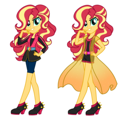 Size: 3600x3500 | Tagged: safe, artist:mixiepie, sunset shimmer, equestria girls, g4, alternate hairstyle, alternate universe, clothes, duo, high res, human sunset, looking at you, simple background, transparent background