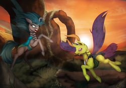 Size: 6152x4307 | Tagged: safe, artist:vinicius040598, queen chrysalis, thorax, changedling, changeling, g4, to where and back again, absurd resolution, fight, king thorax