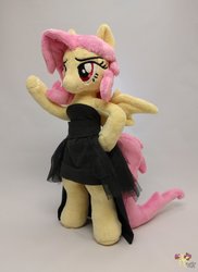 Size: 1280x1762 | Tagged: safe, artist:ketika, fluttershy, bat pony, anthro, unguligrade anthro, g4, anthro plushie, arm hooves, clothes, dress, female, flutterbat, irl, photo, plushie, race swap, solo