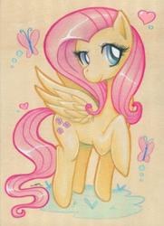 Size: 398x550 | Tagged: safe, artist:heather carlton, fluttershy, butterfly, g4, female, heart, irl, mare, my little pony project, painting, photo, plywood, solo, traditional art, wood, wood block