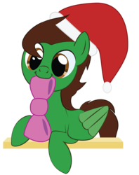 Size: 2000x2521 | Tagged: safe, artist:mintysketch, oc, oc only, pegasus, pony, bow, hat, high res, minty's christmas ponies, santa hat, simple background, solo, to saddlebags and back again, transparent background
