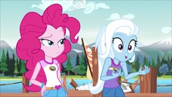 Size: 1920x1080 | Tagged: safe, screencap, pinkie pie, trixie, equestria girls, g4, my little pony equestria girls: legend of everfree, pinkie pie is not amused