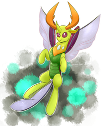Size: 2800x3425 | Tagged: safe, artist:lrusu, thorax, changedling, changeling, g4, to where and back again, flying, high res, king thorax, male, solo