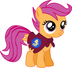 Size: 280x266 | Tagged: safe, artist:darktailsko, scootaloo, pegasus, pony, g4, cape, clothes, cmc cape, fan game, female, filly, hasbro, rpg maker, rpg maker vx ace, simple background, solo, the town that feared nightfall, transparent background, vx ace