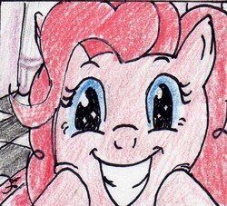 Size: 702x638 | Tagged: safe, artist:40kponyguy, derpibooru exclusive, pinkie pie, g4, close-up, excited, female, grin, reaction image, smiling, solo, traditional art