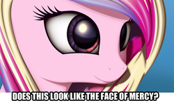 Size: 801x475 | Tagged: safe, artist:styroponyworks, princess cadance, g4, face of mercy, female, solo, text