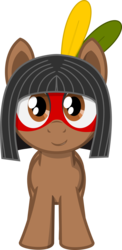 Size: 3084x6310 | Tagged: safe, artist:age3rcm, oc, oc only, oc:kuruminha, pony, brazil, brchan, face paint, feather, indigenous brazilian, looking at you, mascot, ponified, show accurate, simple background, solo, transparent background