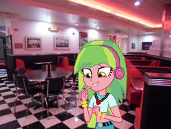 Size: 1280x960 | Tagged: safe, artist:eli-j-brony, lemon zest, equestria girls, g4, belly button, clothes, diner, female, midriff, short shirt, shorts, solo