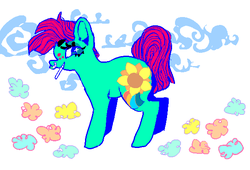 Size: 600x409 | Tagged: safe, artist:suippumato, oc, oc only, oc:sparkly ratface, earth pony, pony, nose piercing, nose ring, piercing, smoking, solo, wingding eyes