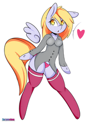 Size: 1280x1732 | Tagged: safe, artist:enryuuchan, derpy hooves, anthro, unguligrade anthro, g4, clothes, female, heart, socks, solo