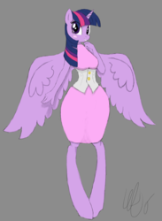 Size: 1600x2182 | Tagged: safe, artist:wynsten, twilight sparkle, alicorn, anthro, unguligrade anthro, g4, clothes, corset, dress, female, solo, twilight sparkle (alicorn)