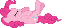 Size: 6145x2808 | Tagged: safe, artist:lman225, pinkie pie, g4, eyes closed, female, legs in air, on back, open mouth, simple background, solo, transparent background, vector