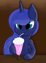 Size: 1018x1402 | Tagged: safe, artist:springveil, princess luna, g4, female, milkshake, smoothie, solo