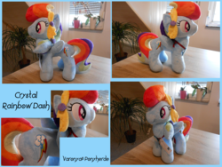 Size: 1600x1200 | Tagged: safe, artist:varonya, rainbow dash, crystal pony, pony, g4, crystallized, irl, photo, plushie, solo