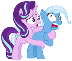 Size: 11800x10000 | Tagged: safe, artist:tardifice, starlight glimmer, trixie, pony, unicorn, g4, to where and back again, absurd resolution, derp, duo, faic, open mouth, panic attack, simple background, transparent background, vector