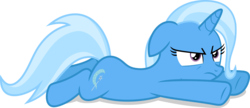 Size: 7000x3020 | Tagged: safe, artist:luckreza8, trixie, pony, unicorn, g4, to where and back again, .svg available, cute, diatrixes, female, frown, prone, simple background, solo, transparent background, unamused, underhoof, vector