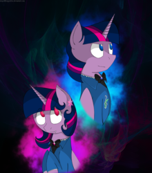 Size: 1280x1454 | Tagged: safe, artist:stuflox, twilight sparkle, alicorn, pony, the count of monte rainbow, g4, clothes, duality, fangs, mondego, monsparkle, the count of monte cristo, twilight sparkle (alicorn)