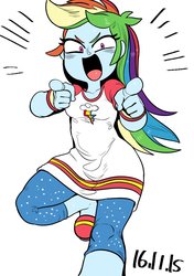 Size: 797x1133 | Tagged: safe, artist:nekubi, rainbow dash, equestria girls, g4, clothes, cute, female, looking at you, multiple variants, pajamas, pants, pointing, shirt, simple background, slippers, smiling, solo