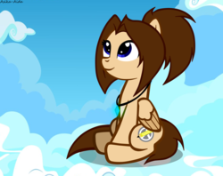 Size: 4172x3302 | Tagged: safe, artist:asika-aida, oc, oc only, pegasus, pony, looking up, sky, solo