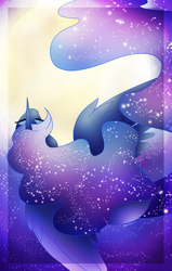 Size: 2550x4000 | Tagged: safe, artist:snowdeer97, princess luna, g4, color porn, eyes closed, female, flying, moon, solo, stars