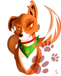 Size: 2829x3500 | Tagged: safe, artist:asimplerarity, winona, dog, g4, bandana, cheek fluff, chest fluff, collar, ear fluff, female, high res, lidded eyes, looking at you, simple background, smiling, solo, transparent background