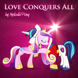 Size: 350x350 | Tagged: safe, artist:melodicpony, princess cadance, shining armor, g4, album cover, love conquers all, melodicpony