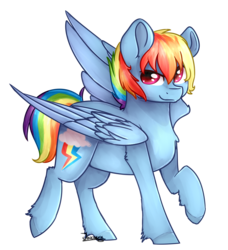 Size: 1983x2172 | Tagged: safe, artist:jazzerix, rainbow dash, pony, g4, female, raised hoof, simple background, solo, transparent background