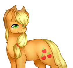Size: 1024x957 | Tagged: safe, artist:jazzerix, applejack, earth pony, pony, g4, female, grin, simple background, smiling, solo, transparent background