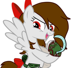 Size: 4500x4248 | Tagged: safe, artist:rsa.fim, edit, oc, oc only, oc:whisper hope, pegasus, pony, absurd resolution, backpack, bad edit, bow, equipment, messy mane, mexican, prepare thyself, red eyes, ribbon, sickle, simple background, solo, tail bow, transparent background, vector