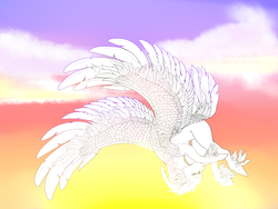 Size: 1600x1200 | Tagged: safe, artist:rimmi1357, bird pone, pegasus, pony, commission, flying, solo, wings, your character here