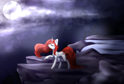 Size: 2950x2000 | Tagged: safe, artist:immagoddampony, oc, oc only, alicorn, pony, high res, moon, night, solo