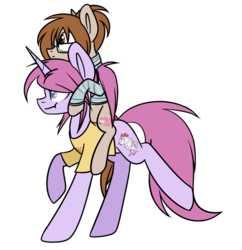 Size: 1024x1056 | Tagged: safe, artist:despotshy, oc, oc only, earth pony, pony, unicorn, clothes, ponies riding ponies, riding, simple background, transparent background