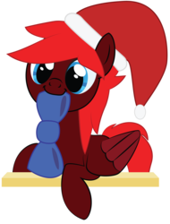 Size: 2000x2636 | Tagged: safe, artist:mintysketch, oc, oc only, oc:handie velvet, pegasus, pony, bow, hat, high res, minty's christmas ponies, santa hat, simple background, solo, to saddlebags and back again, transparent background, vector