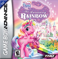 Size: 640x642 | Tagged: safe, rarity (g3), g3, official, the runaway rainbow, box art, cover, crystal princess: the runaway rainbow, game, gameboy advance, nintendo, thq, video game