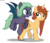 Size: 5982x5161 | Tagged: safe, artist:asika-aida, oc, oc only, oc:ameenah, oc:fusha, bat pony, pony, unicorn, absurd resolution, duo