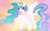 Size: 1280x800 | Tagged: safe, artist:plinkie_poi, princess celestia, g4, cheek fluff, cute, cutelestia, cutie mark diapers, diaper, female, non-baby in diaper, poofy diaper, smiling, solo, spread wings