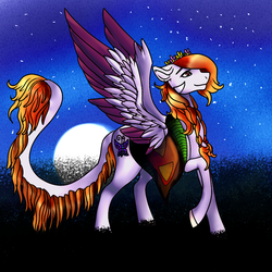 Size: 1024x1024 | Tagged: safe, artist:brainiac, oc, oc only, pony, bust, clothes, face paint, female, full body, full moon, hippie, mare, moon, portrait, solo