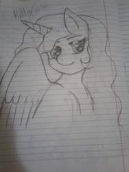 Size: 1536x2048 | Tagged: safe, artist:kellysans, oc, oc only, alicorn, pony, alicorn oc, bust, lined paper, pencil drawing, photo, solo, traditional art