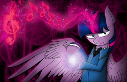 Size: 1280x824 | Tagged: safe, artist:stuflox, twilight sparkle, alicorn, pony, the count of monte rainbow, g4, female, glowing horn, horn, magic, mondego, monsparkle, solo, the count of monte cristo, twilight sparkle (alicorn)