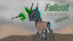 Size: 1920x1080 | Tagged: safe, artist:coffeerings, oc, oc only, oc:hero, changeling, fallout equestria, changeling oc, solo