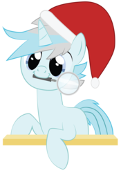Size: 2000x2853 | Tagged: safe, artist:mintysketch, oc, oc only, oc:sliver script, pony, unicorn, hat, high res, minty's christmas ponies, santa hat, simple background, solo, to saddlebags and back again, transparent background, vector