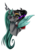 Size: 1024x1476 | Tagged: safe, artist:crecious, king sombra, queen chrysalis, changeling, changeling queen, pony, unicorn, g4, bust, female, lidded eyes, male, open mouth, portrait, ship:chrysombra, shipping, simple background, smiling, spread wings, straight, transparent background, unholy matrimony, watermark